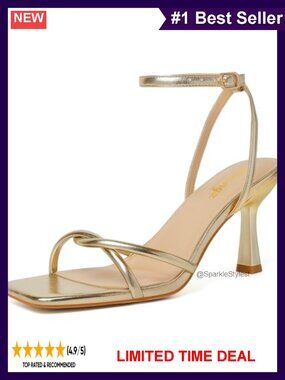 Women's Square Open Toe Kitten Heel Strappy Sandals Ankle Strap Lace Up